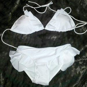 New White Bikini with Ruffles